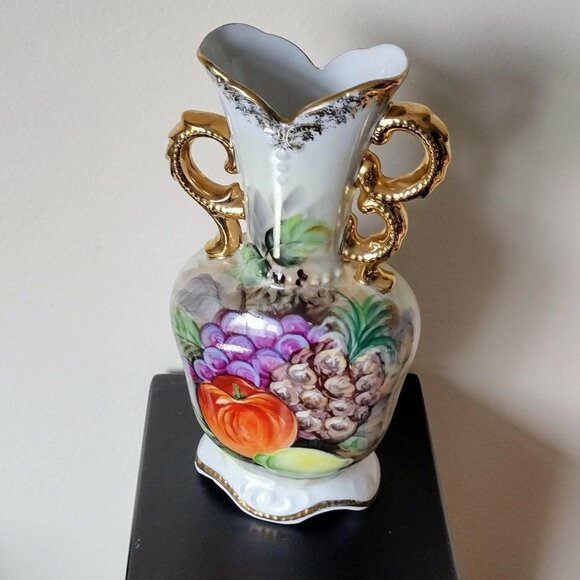 VINTAGE UCAGCO CERAMIC DOUBLE HANDLE BUD VASE - Picture 1 of 12